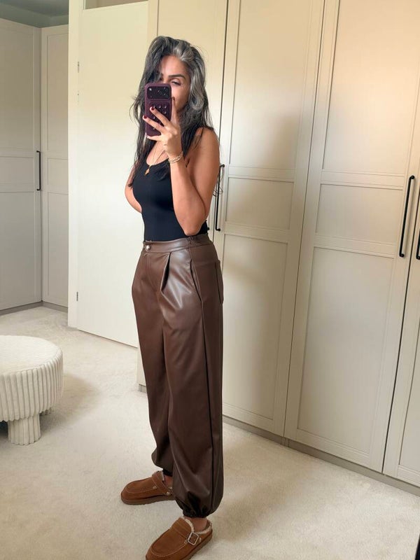 Bruine Lederlook Balloon Broek