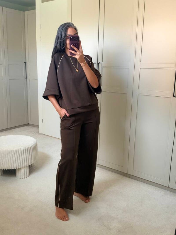Bruine Two Piece Set Dames