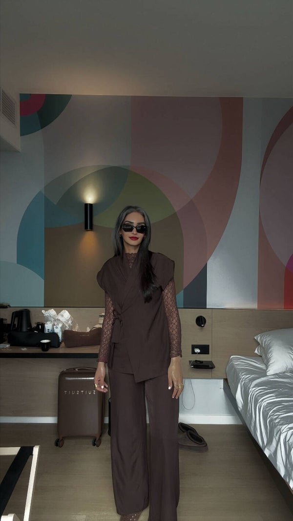 Bruin mouwloosblazer pak