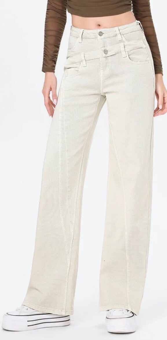 Double Taille Jeans Creme