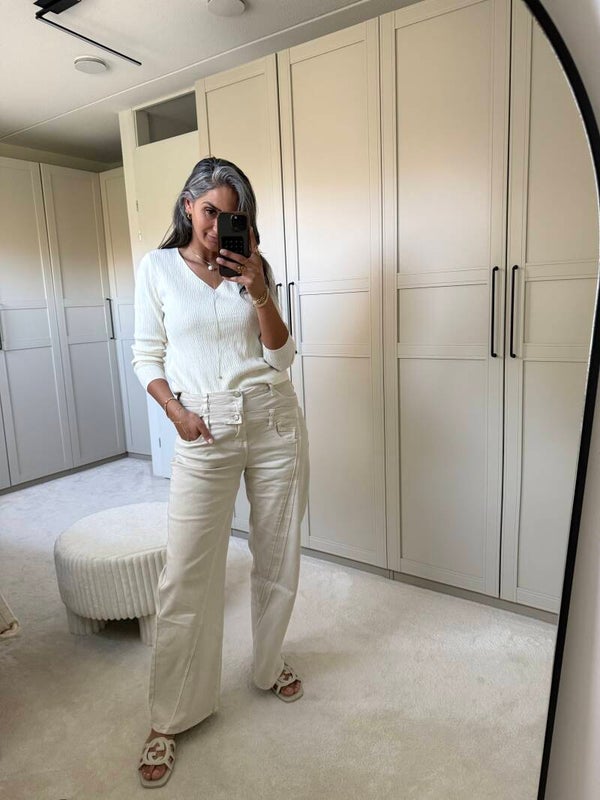 Double Taille Jeans Creme