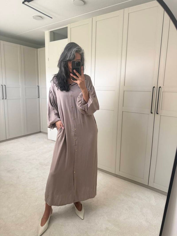 Taupe jurk lang