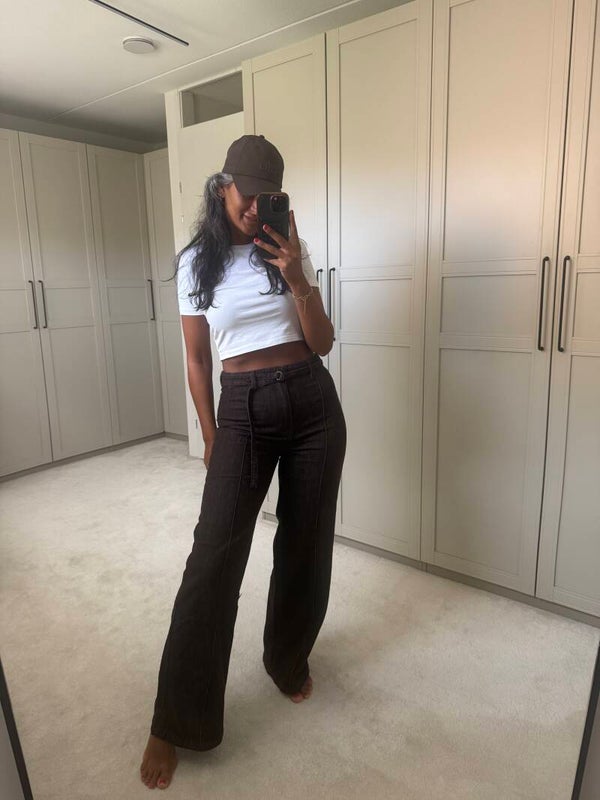 Brown Wide Leg Jeans – Stretch