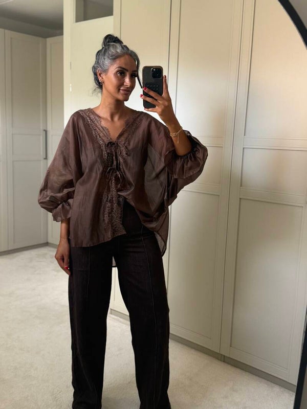 Romantic Lace Blouse – Brown