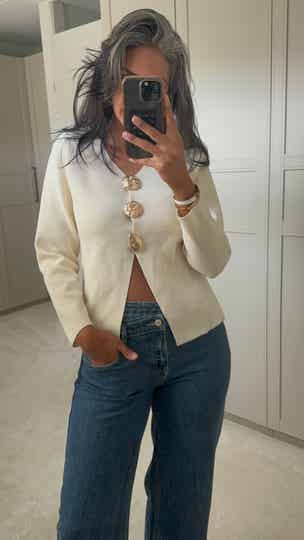 Creme Cardigan Gold