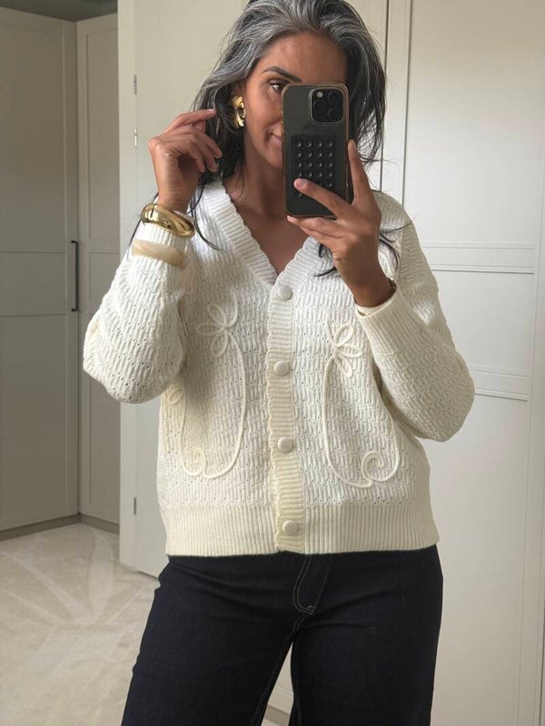 Flower Cardigan Creme
