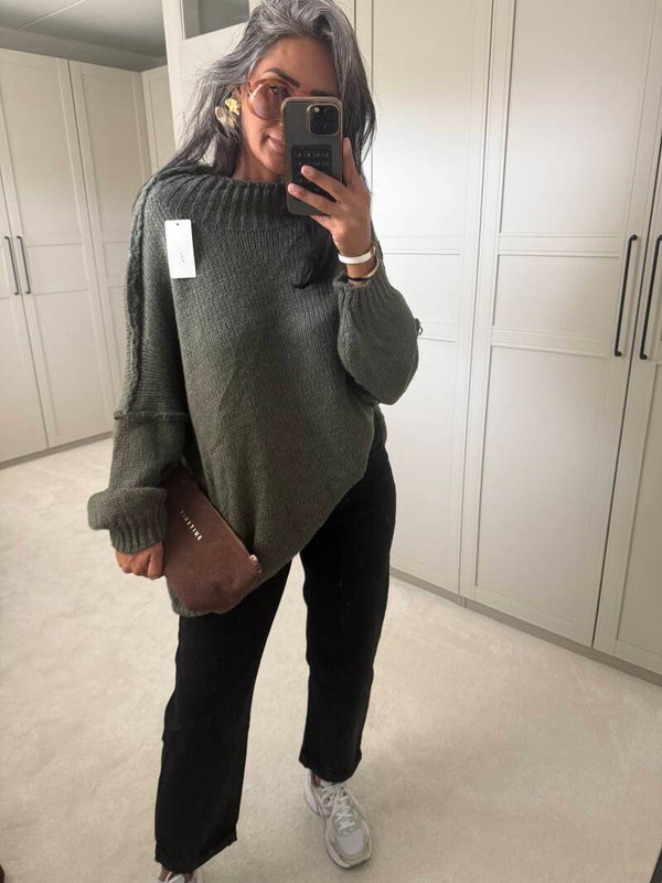Cozy Trui Kaki