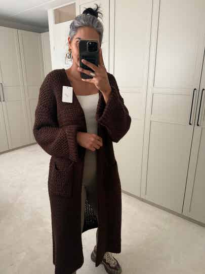 Geweefd Lange Vest Bruin