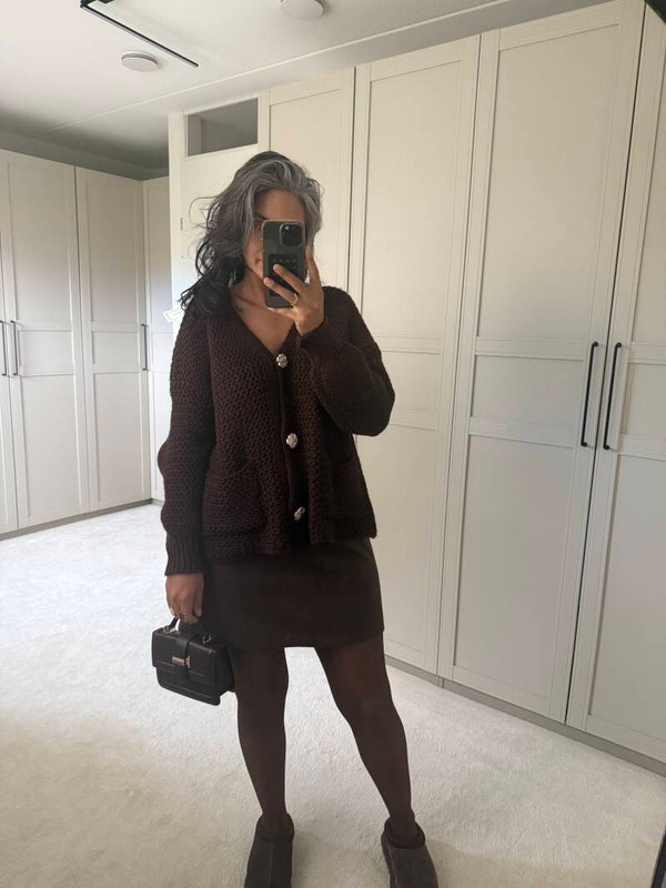 Comfy gebreid vest BRUIN