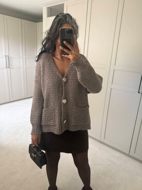 Comfy gebreid vest TAUPE