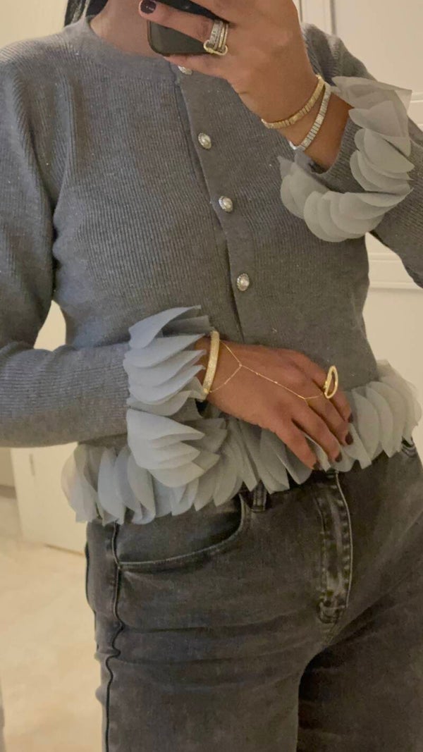 Glitter Glamour Vest Grijs