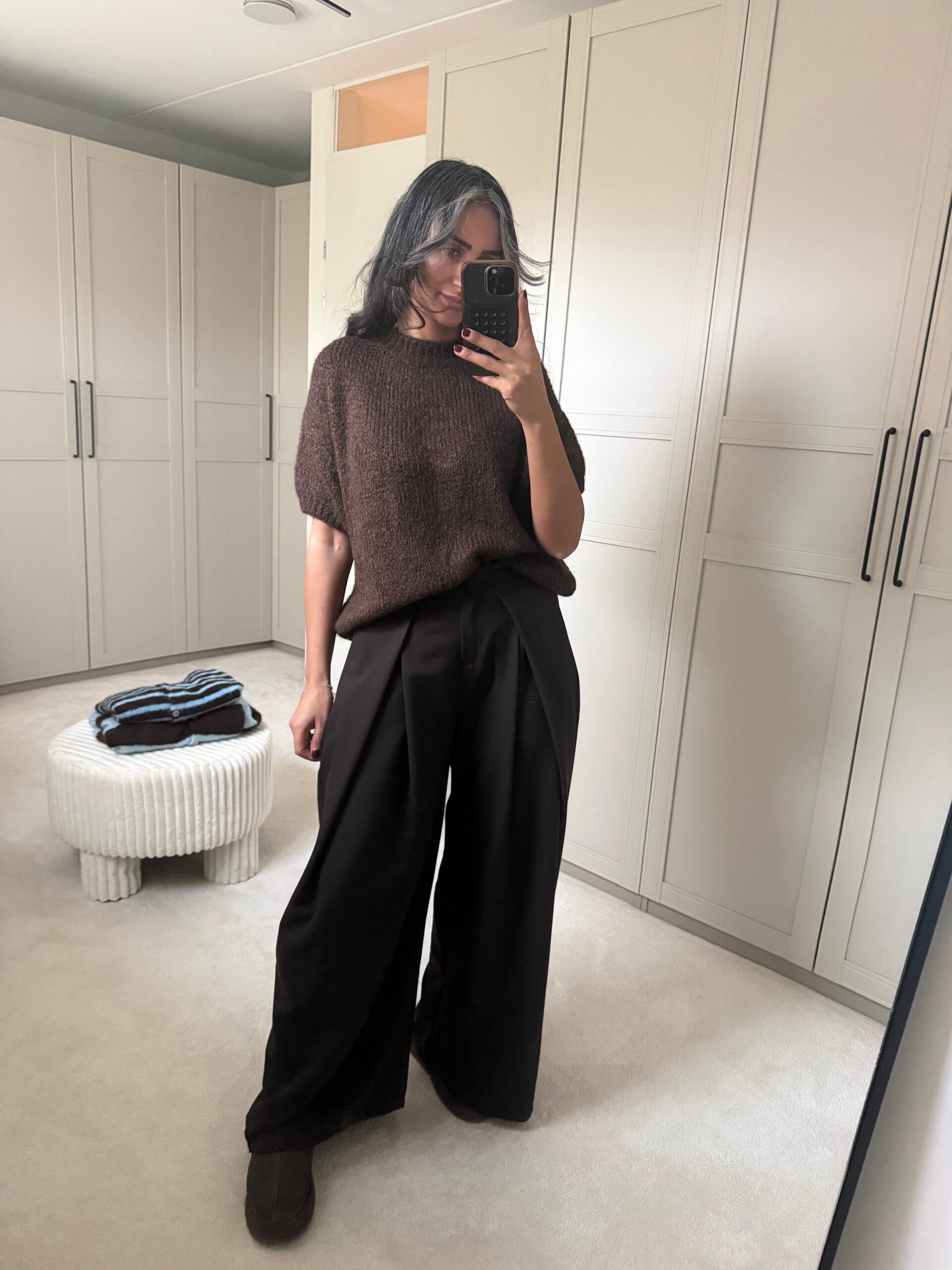 Korte mouw trui BRUIN