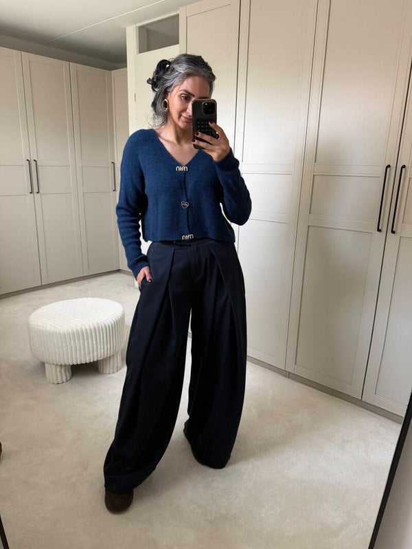 Korte vest met button BLAUW