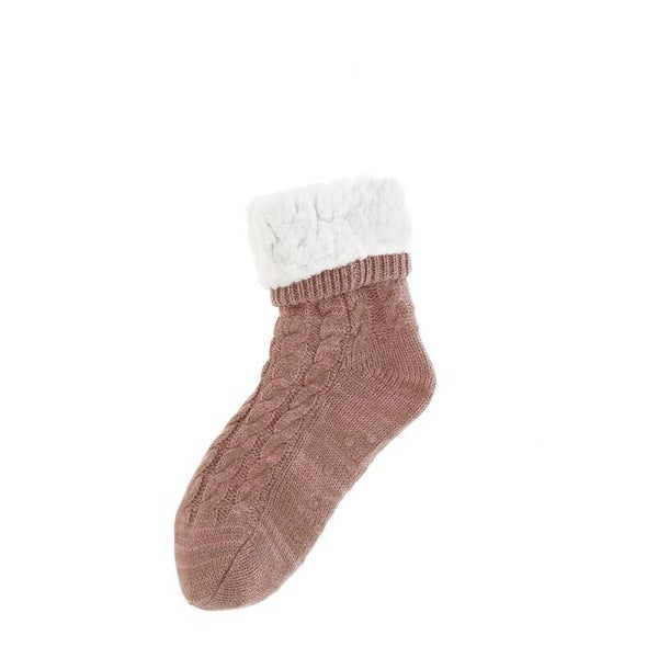 Homesocks - Basset - Kabel - Dikke Voering - Oud Roze