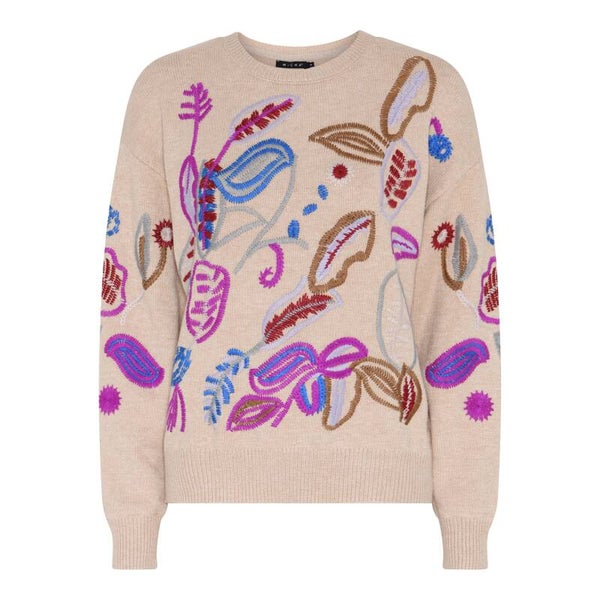 Micha - Jumper Embroidery Knit - 182-124 - Camel Melange