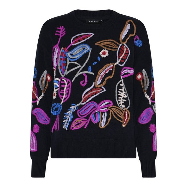 Micha - Jumper Embroidery Knit - 182-124 - Navy