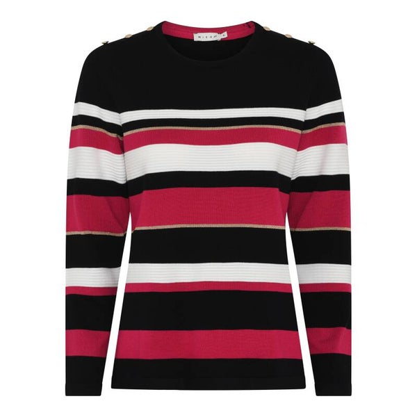 Micha - Jumoer Ecovero Stripe Knit - 182-155 - Zwart/AuPink