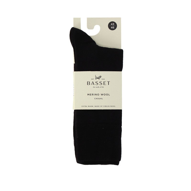 Basset - Unisex Sokken - Merino Casual - Zwart