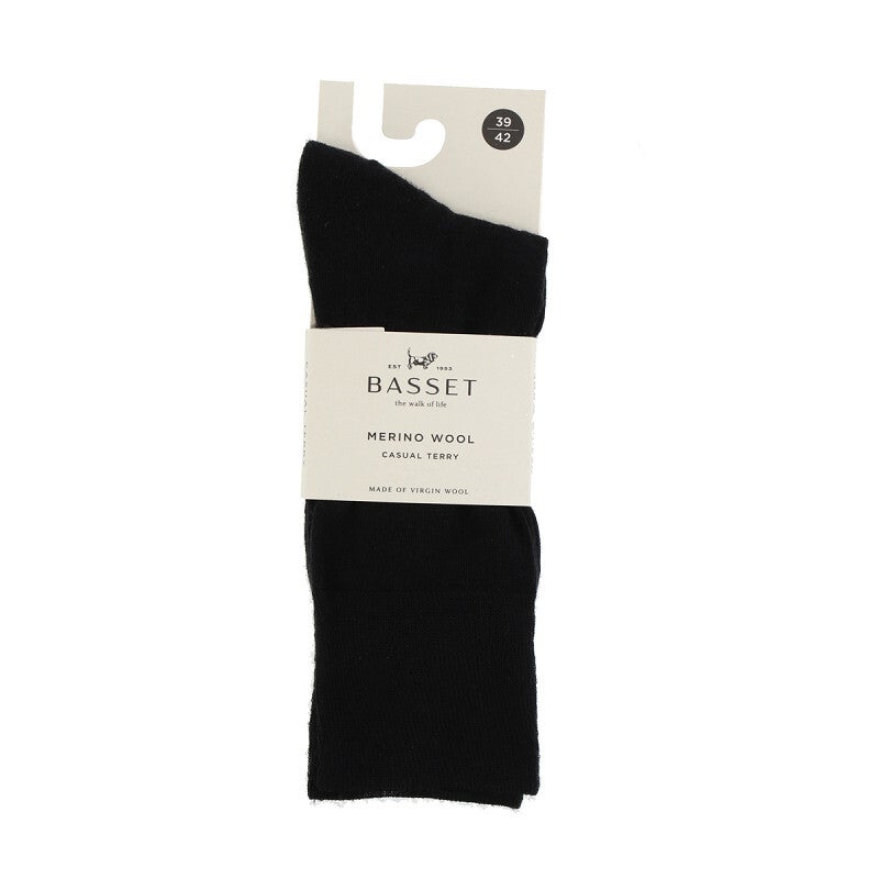 Basset - Unisex Sokken - Merino Casual Terry - Zwart