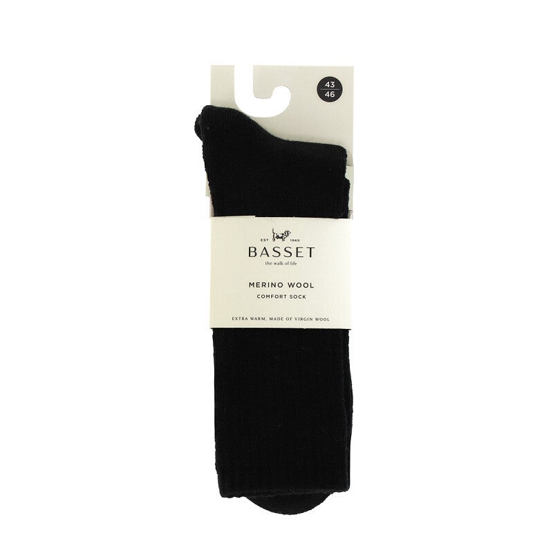 Basset - Unisex Sokken - Merino Comfort - Zwart