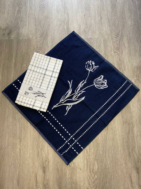 Keuken- en theedoek Tulpen op blauw