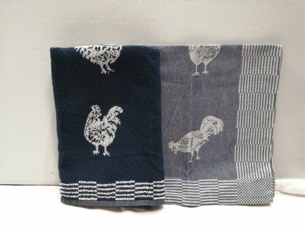 Keuken- en theedoek  Kippen op blauw
