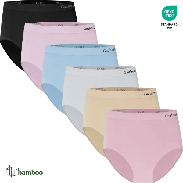 Gaubert - Dames - Bamboe Naadloos - Hoge Taille Slip - 6-Pack - Kleur