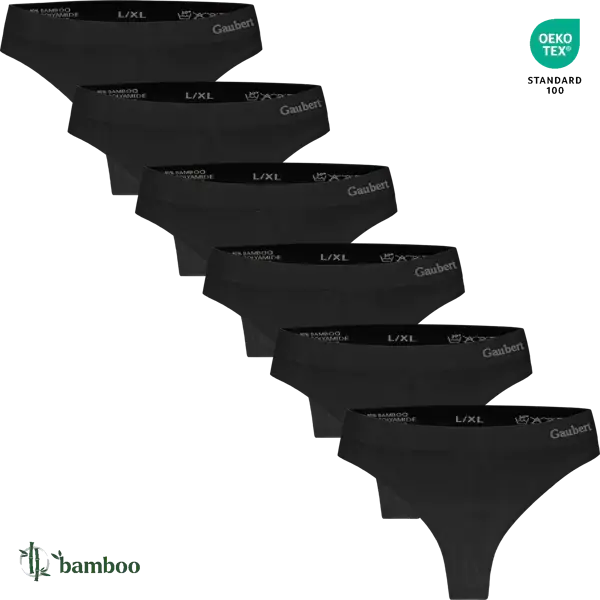 Gaubert - Dames - Bamboe Naadloos - String Slips - 6-Pack - Zwart