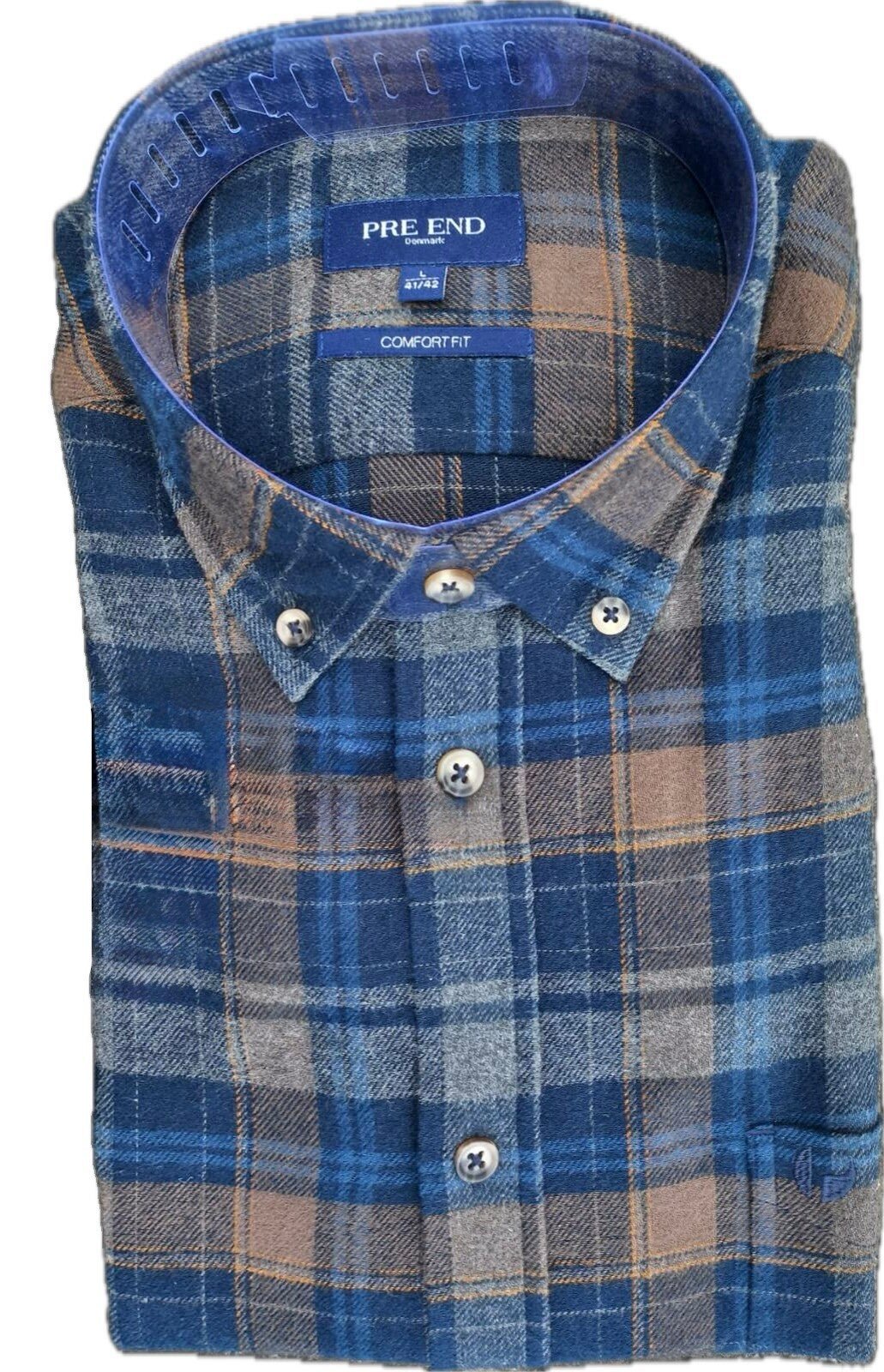 Pre End - Flanellen Overhemd - Lange Mouw - Blauw/Bruin