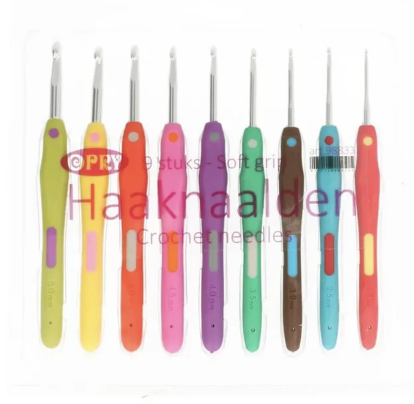 Opry - Haaknaalden Set - Soft Grip - 2.00mm - 6.00mm - 9 Stuks