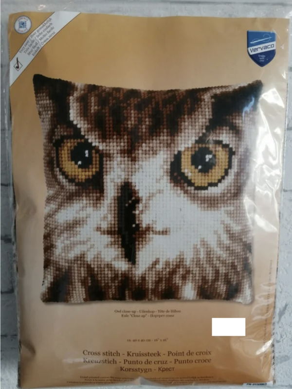 Uilenkop  -  Vervaco borduurkussen
