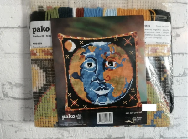 Wereld met gezicht  -  Pako Borduurkussen