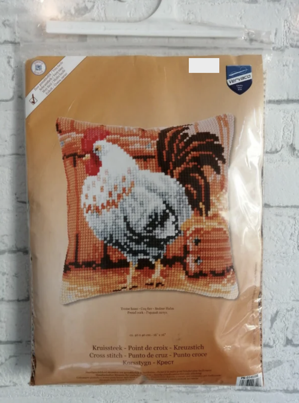 Trotse haan  -  Vervaco borduurkussen