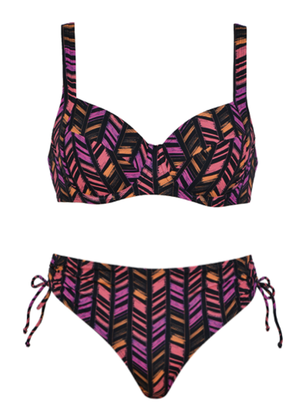 Naturana - Bikini - Zwart/Roze/Oranje