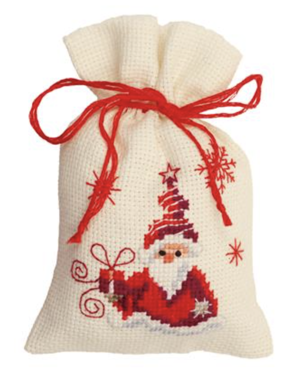 Vervaco - Borduurpakket - Kruidenzakje Kit Kerstmannetje + Kadootje