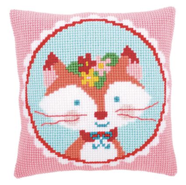 Lachend vosje  -  Vervaco borduurkussen