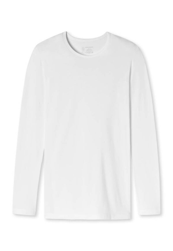 SCHIESSER -  LANGE MOUWEN SHIRT - 95/5 SERIE - WIT & ZWART