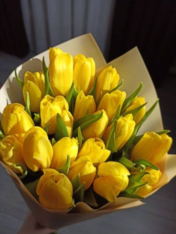 En decenas de tulipanes desde