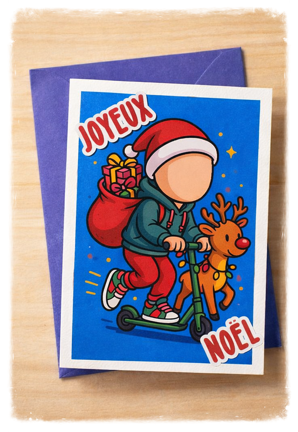 Carte de vœux illustrée à rabat – Avec enveloppe