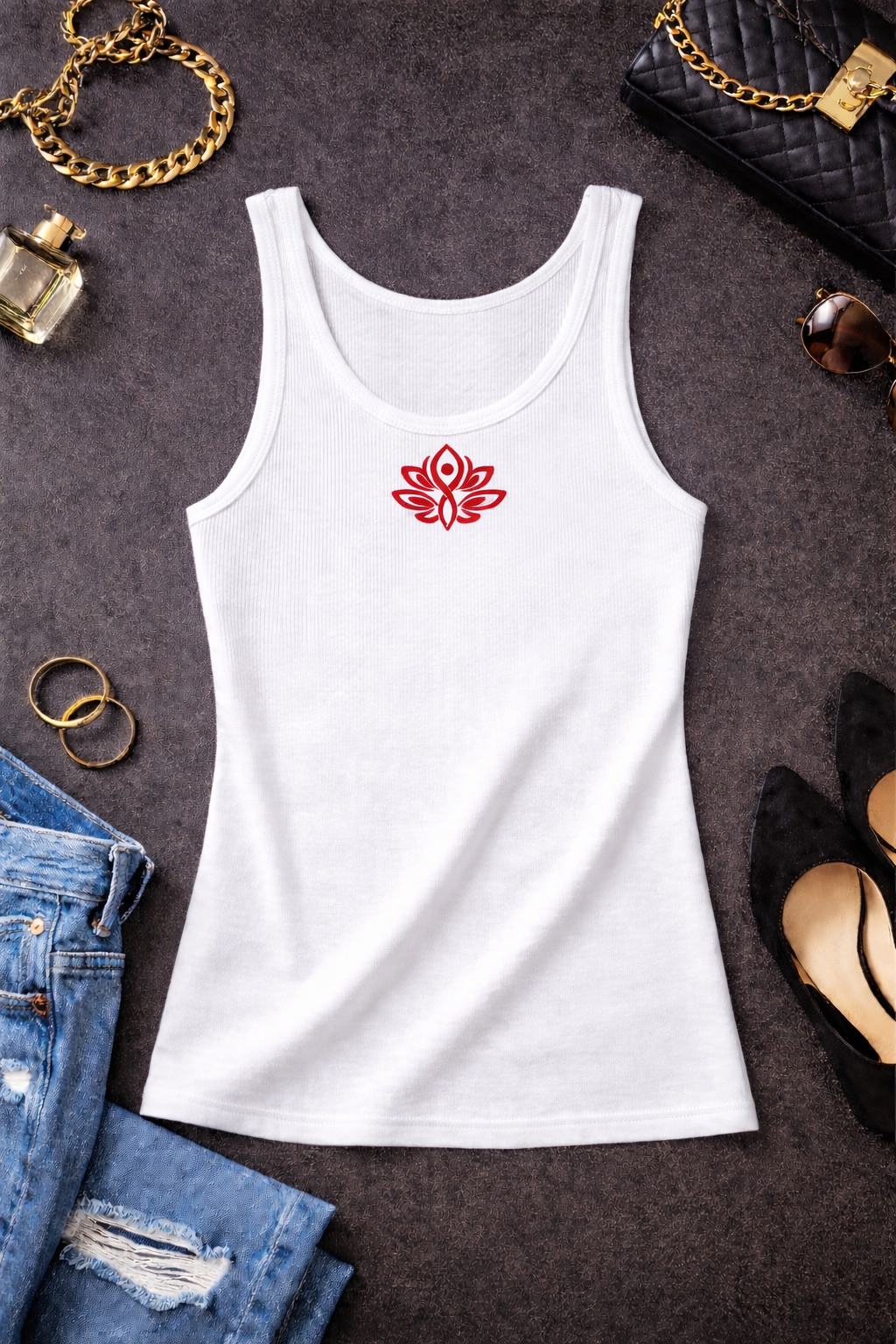 Dara Embroidered Logo Cotton Tank Top