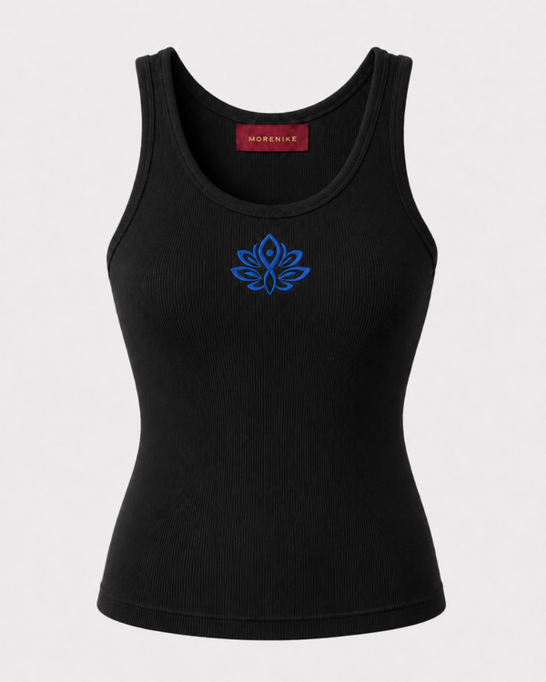 Dara Embroidered Logo Cotton Tank Top Black