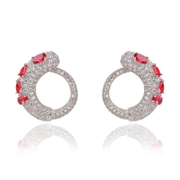 Bloom Hoop Earrings Red
