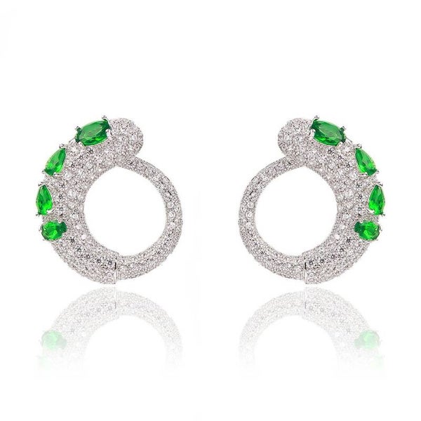 Bloom Halo Earrings Emerald