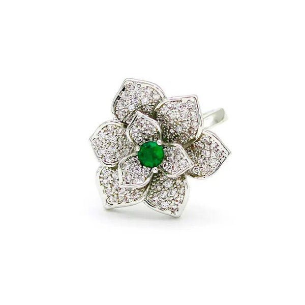 Bloom Green Flower Zirconia Ring