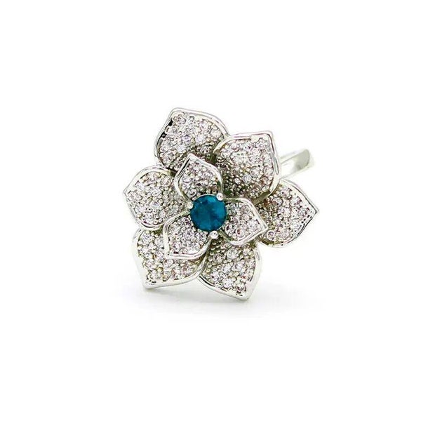 Bloom Blue Flower Zirconia Ring