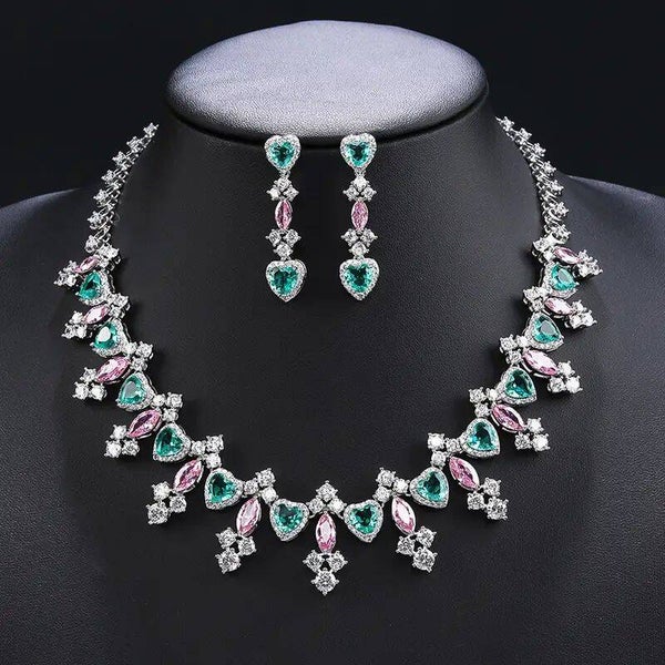 Emerald Rose Crystal Jewelry Set