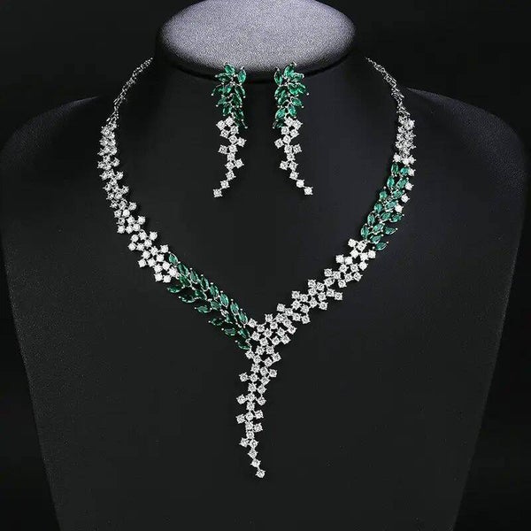 Emerald Vine Crystal Jewelry Set