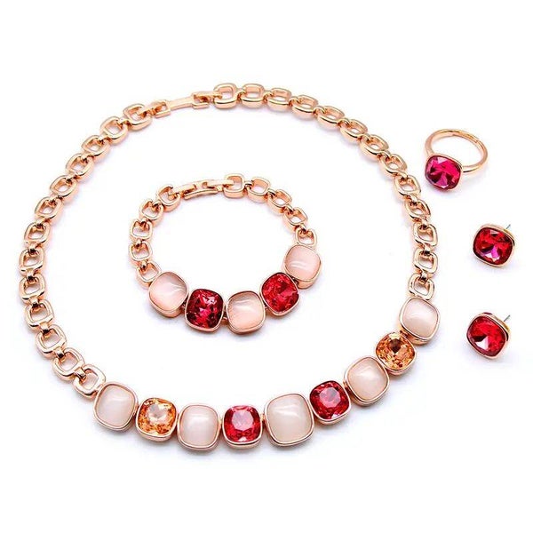 Blush Rose Crystal Jewelry Set