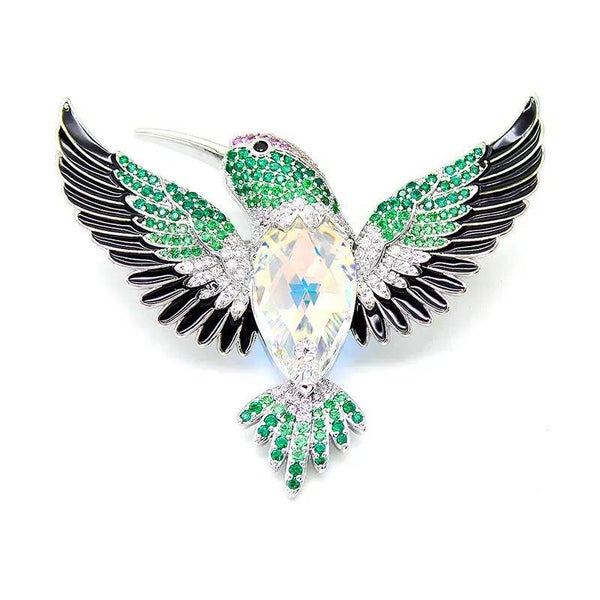 Emerald Hummingbird Brooch