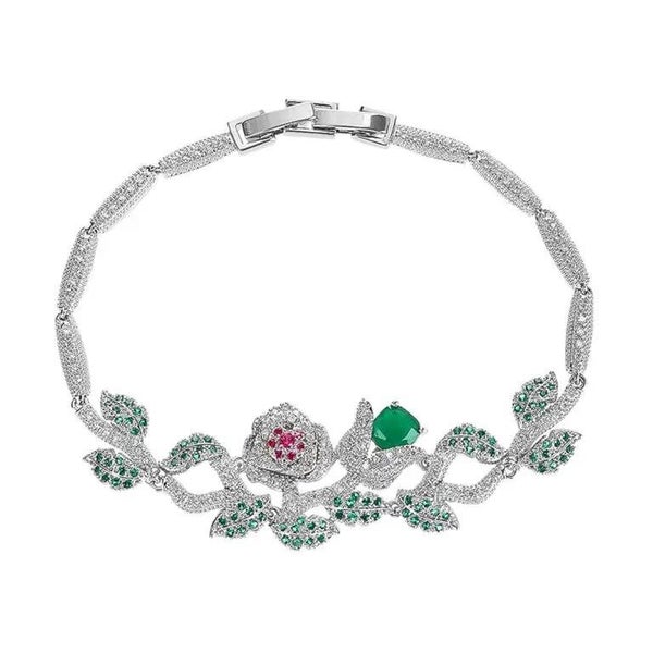 Emerald Rose Vine Bracelet